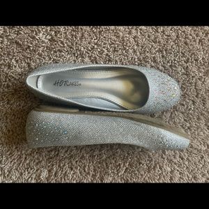 Glittered Silver Bedazzled Flats